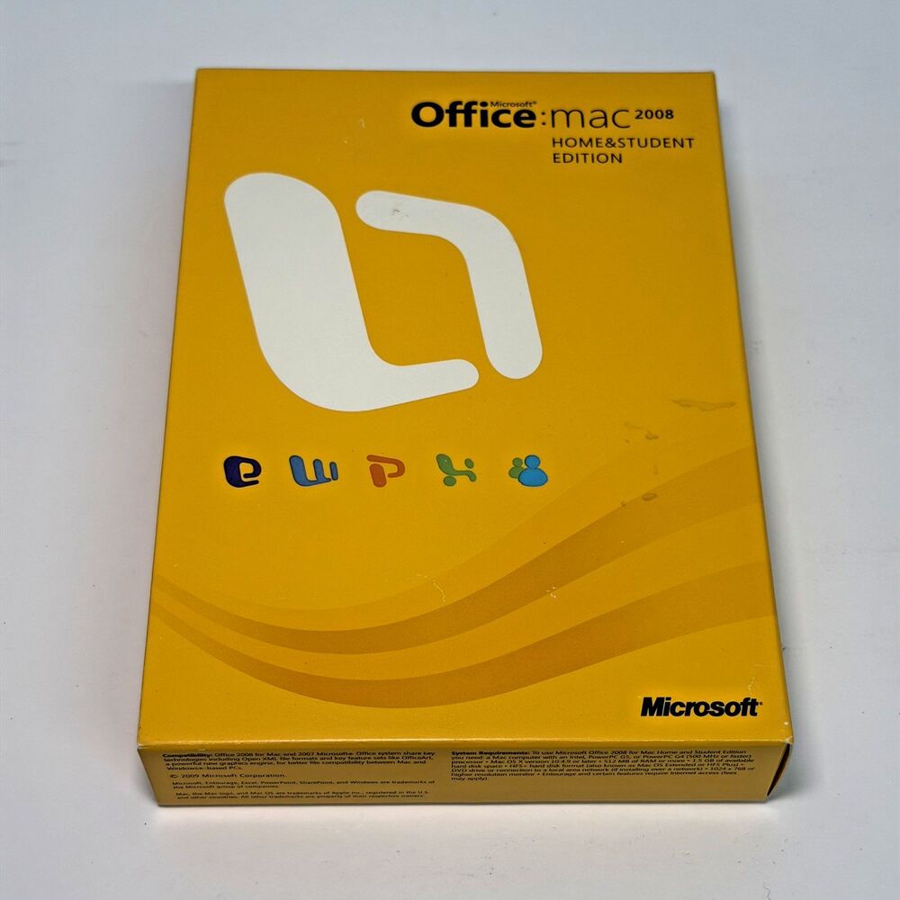 Microsoft Office Mac 2008 Home & Student Edition Disc w/ Manual Used Untested